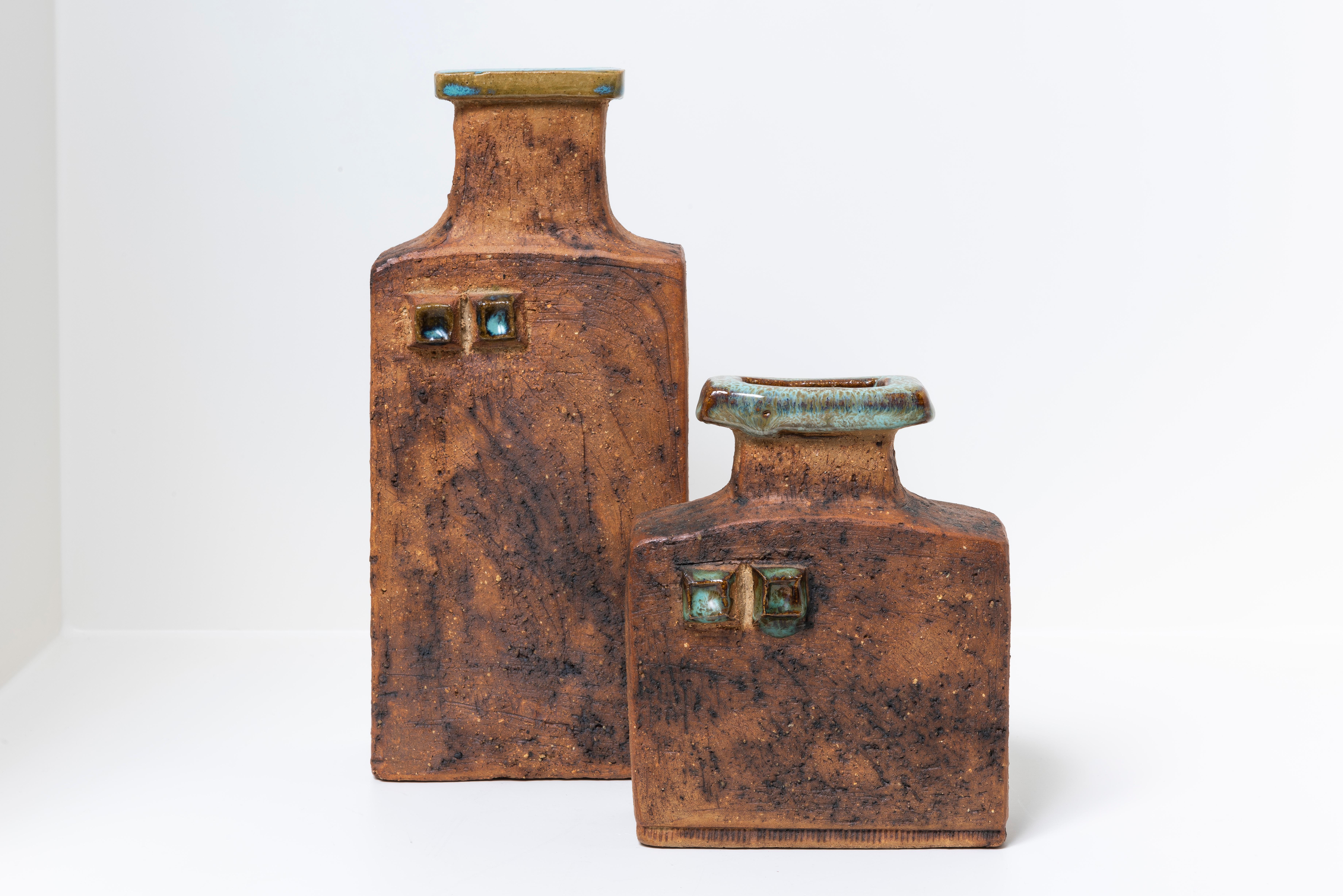 Swedish Curt M Addin Semi Glazed Stoneware Vase, 1970's In Good Condition In Uccle, BE