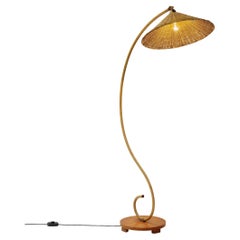 Schwedische geschwungene Rattan-Stehlampe, Schweden 1930er Jahre