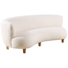 Swedish Curved Sofa Attributed to Otto Schulz for Boet, 1940s