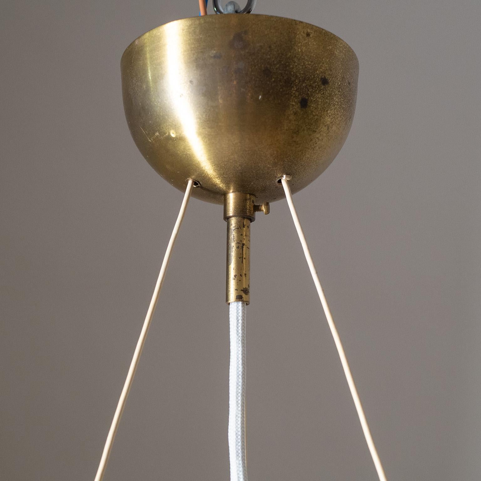 Brass Swedish Cut Glass Suspension Light, circa 1950 For Sale