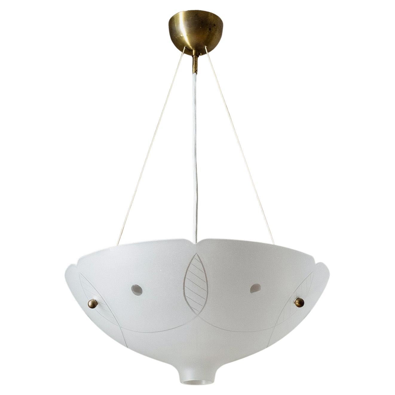 Swedish Cut Glass Suspension Light, circa 1950