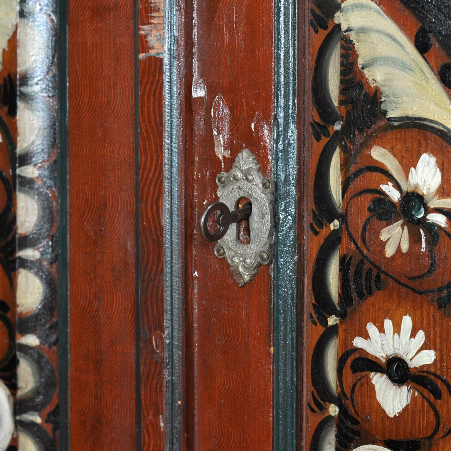 Swedish Dalarna Painted Crown Cupboard, dated 1799 For Sale 3