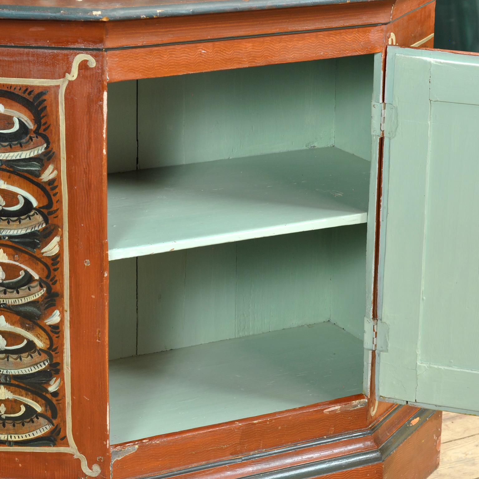 Late 18th Century Swedish Dalarna Painted Crown Cupboard, dated 1799 For Sale