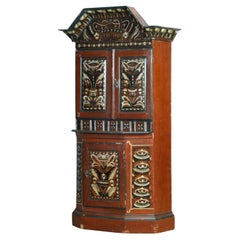 Swedish Dalarna Painted Crown Cupboard, dated 1799