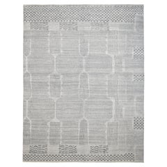 Tapis déco suédois à motifs géométriques gris-bleu 12'2''x16'2''