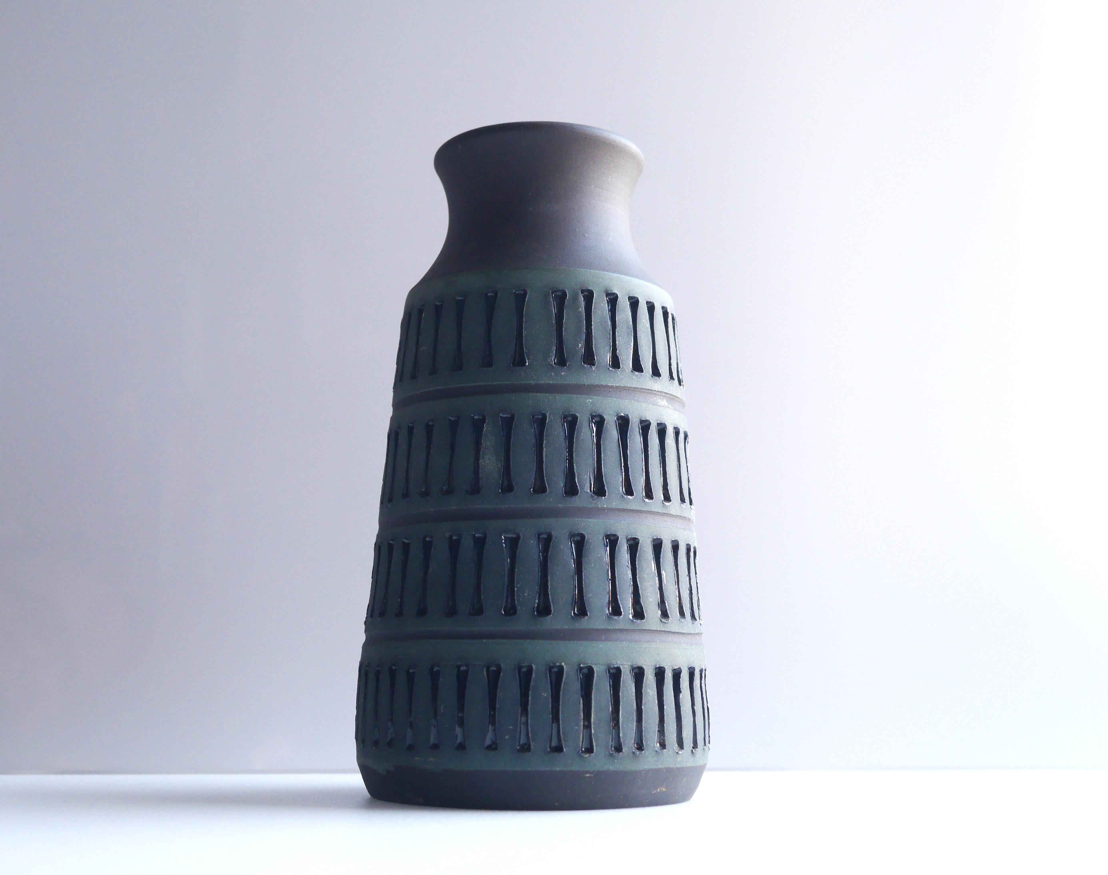 Ceramic Swedish Deep Blue Vase, by Tomas Anagrius for Alingsås For Sale