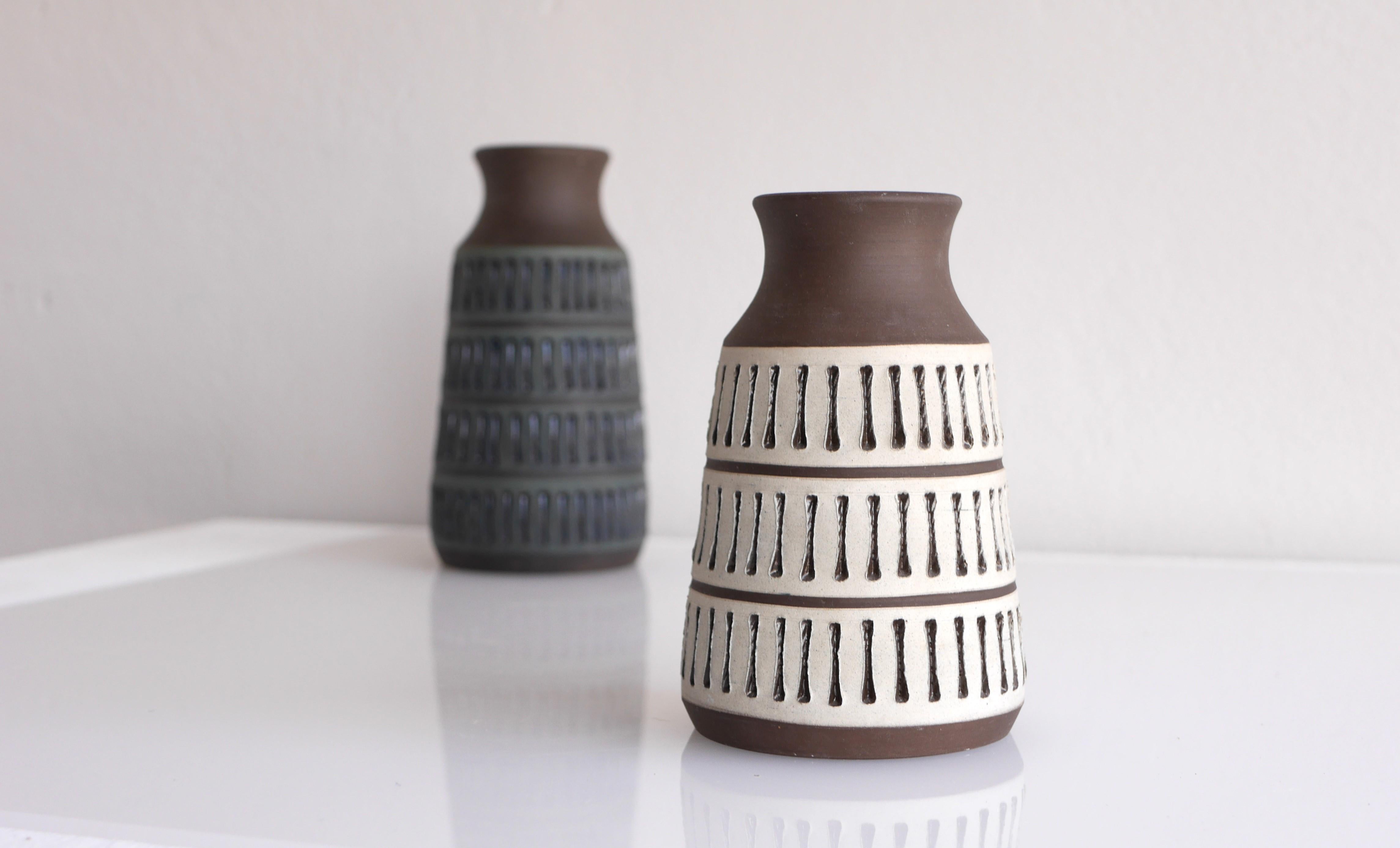 A pair of Scandinavian pottery vases, by Tomas Anagrius for Alingsås, Sweden 1