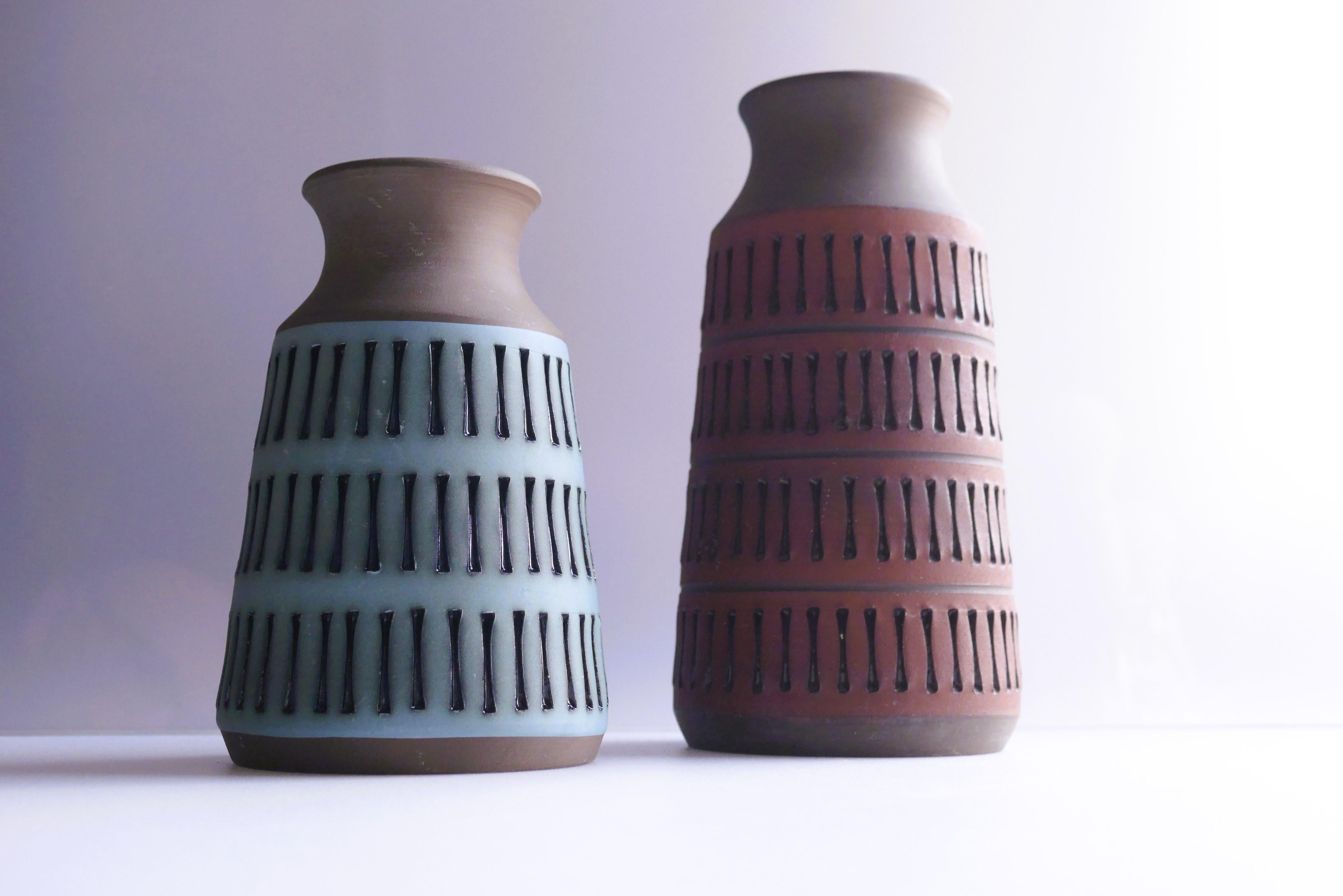Hand-Crafted Swedish Deep Red Brutalist Art Vase, by Tomas Anagrius for Alingsås