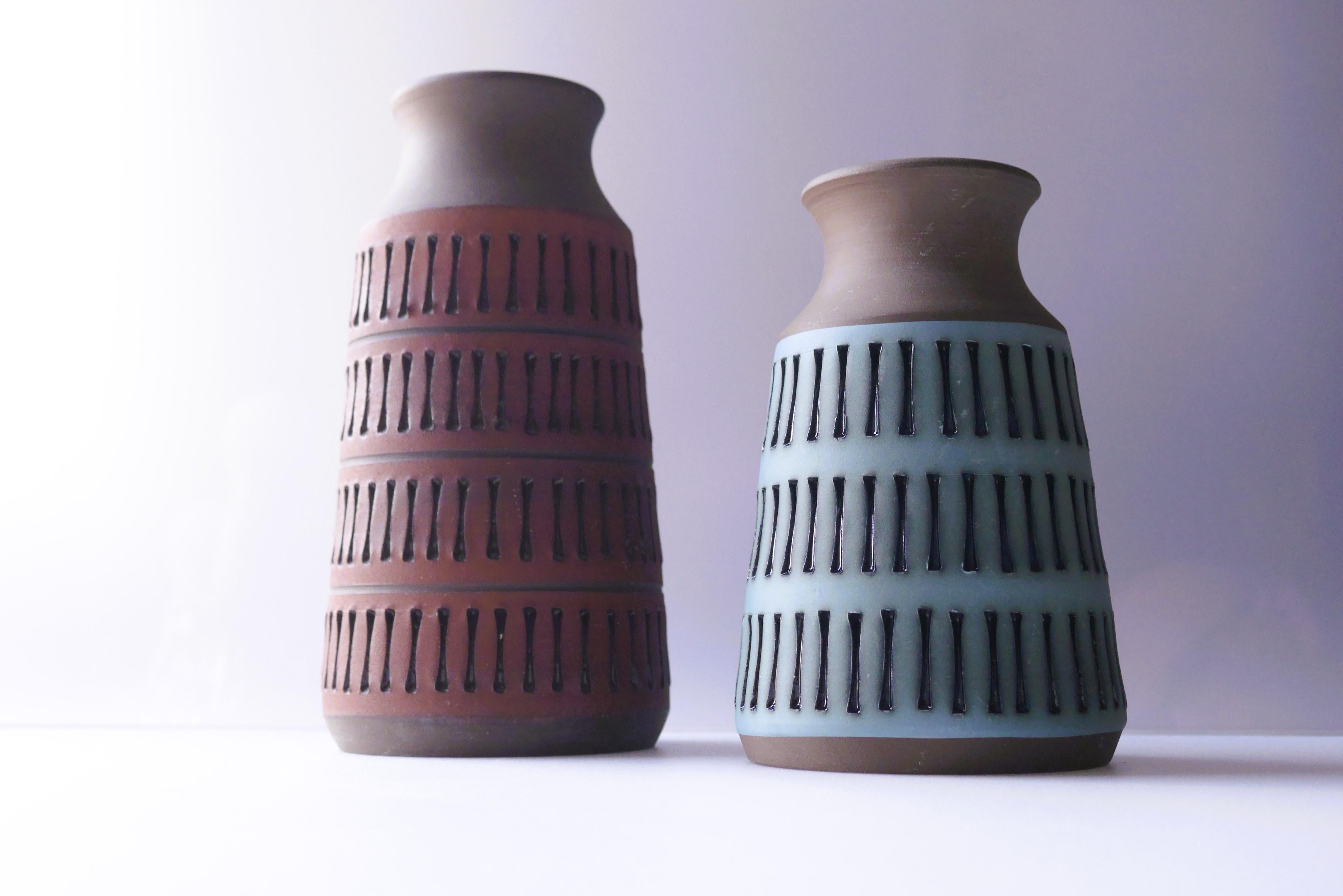Ceramic Swedish Deep Red Brutalist Art Vase, by Tomas Anagrius for Alingsås