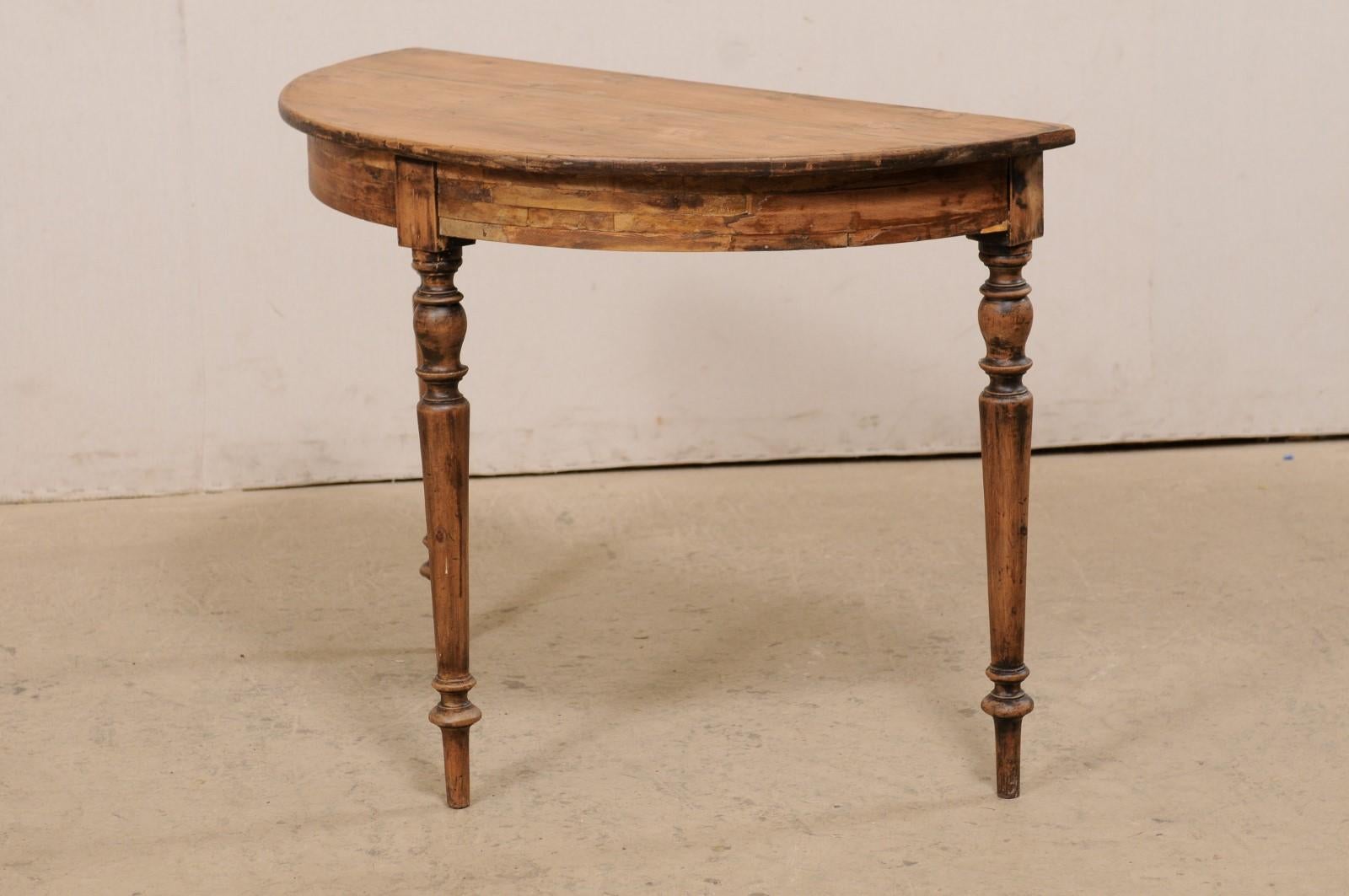 Swedish Demi-Lune Console Table with Rounded Apron and Turned Legs, 19th C.  6