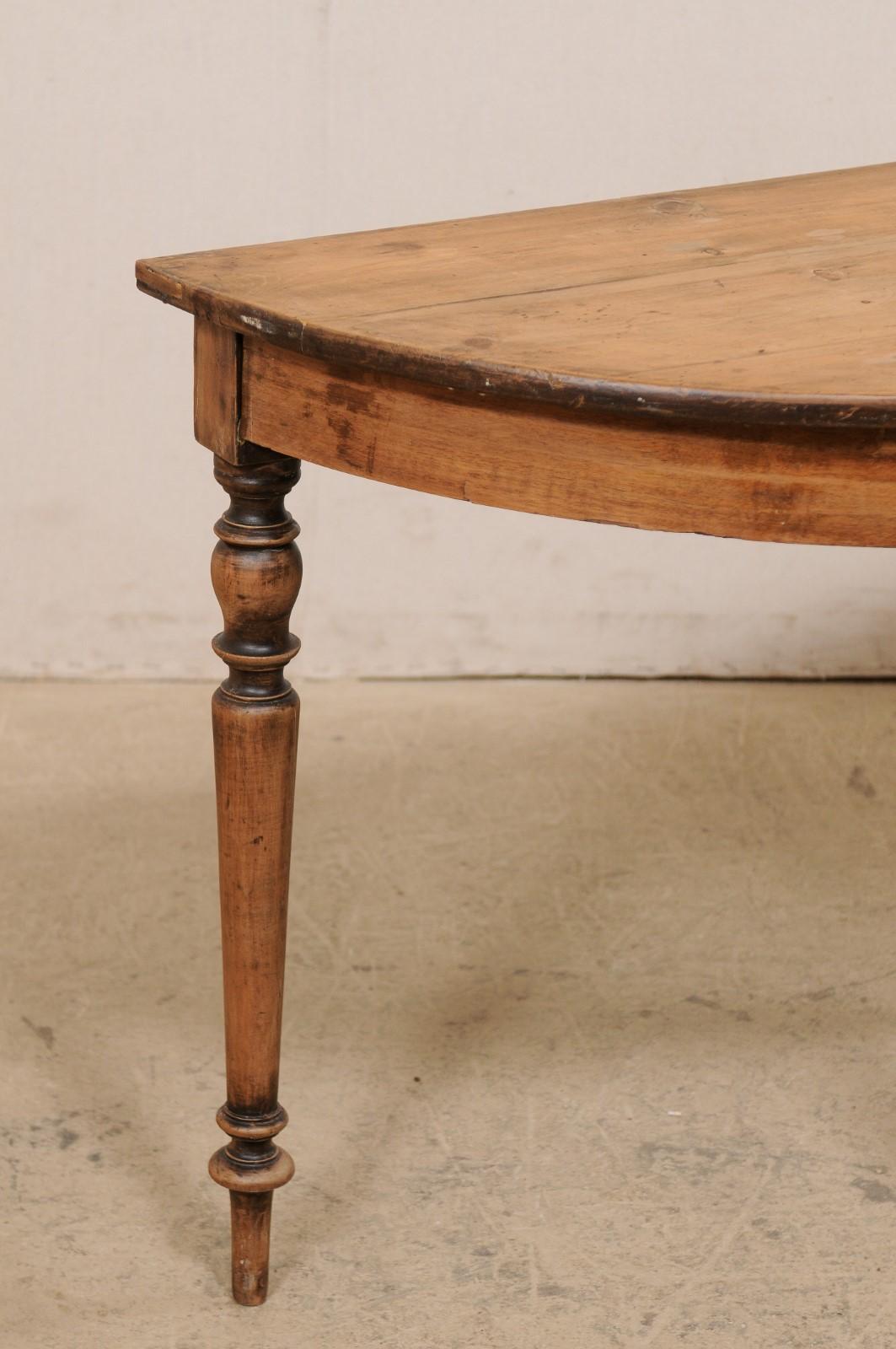 Swedish Demi-Lune Console Table with Rounded Apron and Turned Legs, 19th C.  1