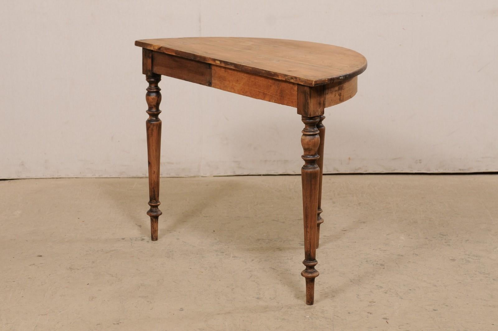 Swedish Demi-Lune Console Table with Rounded Apron and Turned Legs, 19th C.  3