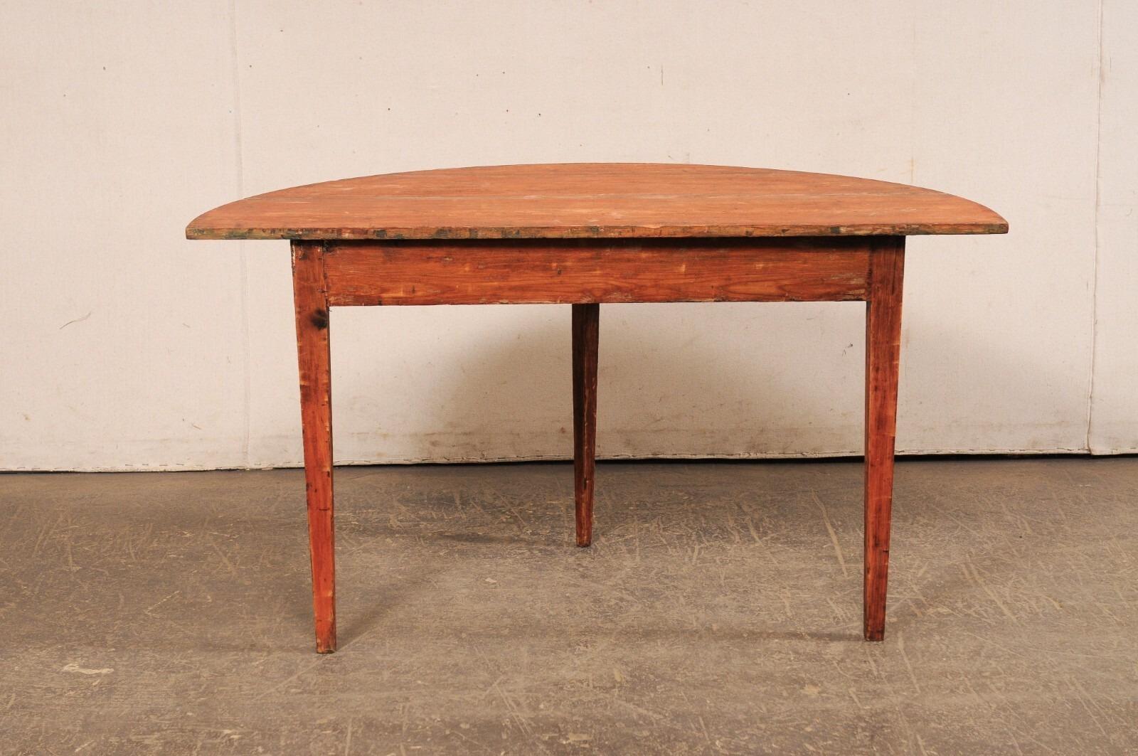Swedish Demi-Lune w/Original Falu Red Painted Finish, Early 20th C. For Sale 2