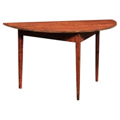 Swedish Demi-Lune w/Original Falu Red Painted Finish, Early 20th C.