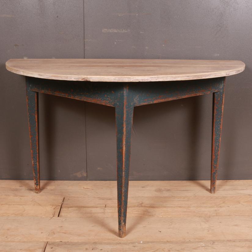 Hand-Painted Swedish Demilune Console Tables