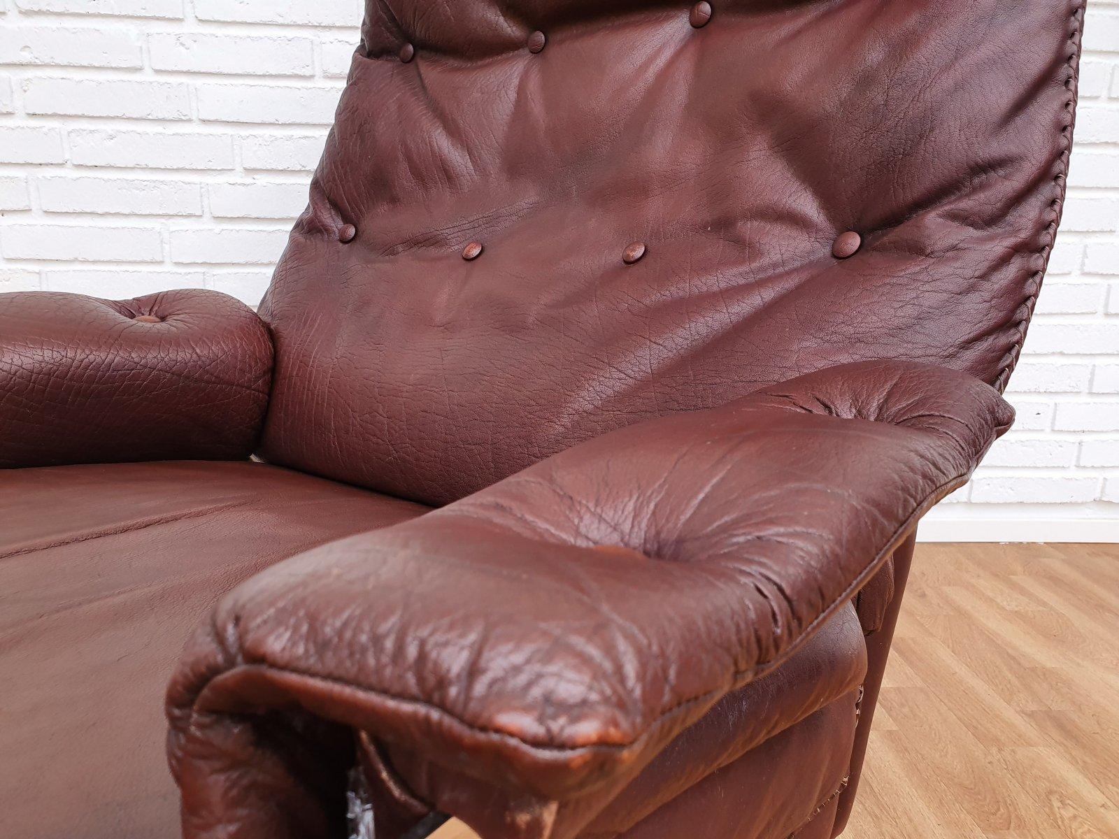 Swedish design 70s, Arne Norell loungechair, original upholstery, leather, chrom For Sale 2