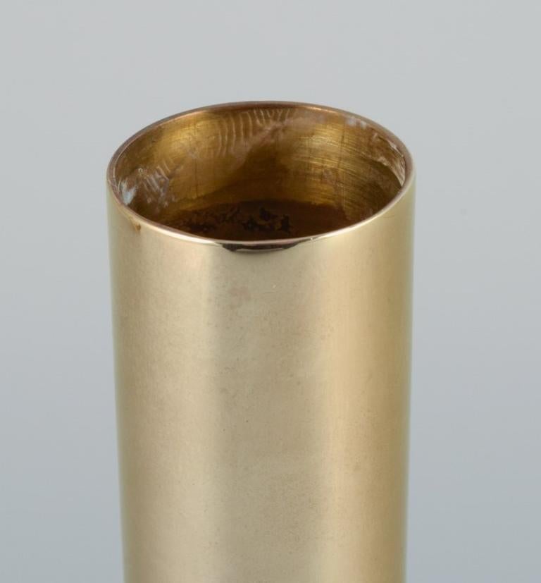 20th Century Swedish Design, a Pair of Modernist Brass Candlesticks, Late 20th C