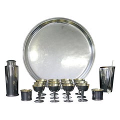 Schwedisches Design:: Borgila:: 18-teiliges Cocktail-Set aus Sterlingsilber:: 1950er Jahre