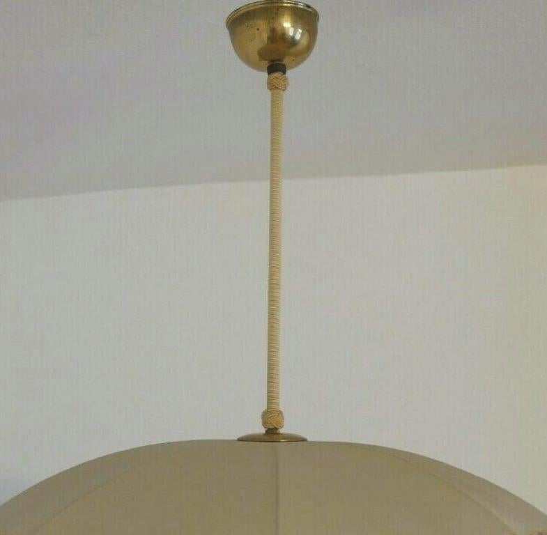 Swedish Designer Silk Brass Pendant Ceiling Light, 1930-1940 For Sale 6