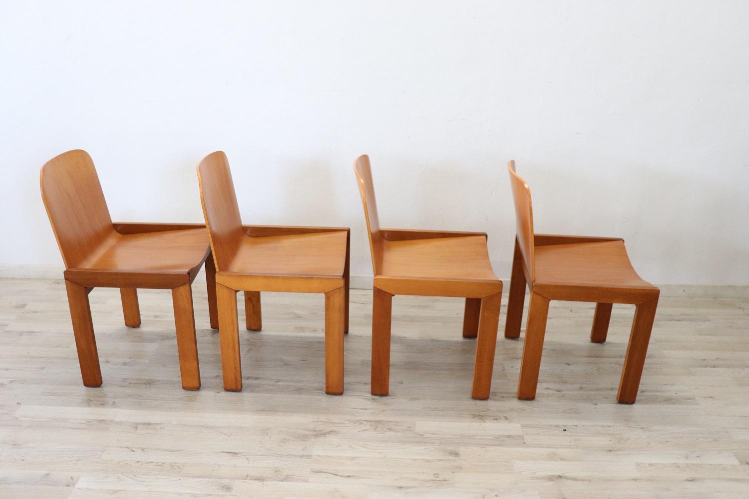 Swedish Design Dining Walnut Room Table with Four Chairs 6