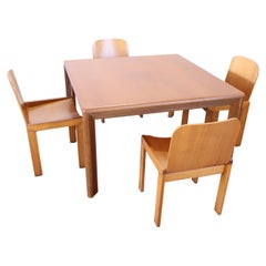 Swedish Design Dining Walnut Room Table with Four Chairs