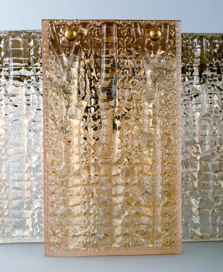 Schwedische Deckenleuchte aus Kunstglas mit Messingbeschlägen, Design für Elidus, 1960er Jahre im Zustand „Gut“ im Angebot in Copenhagen, DK