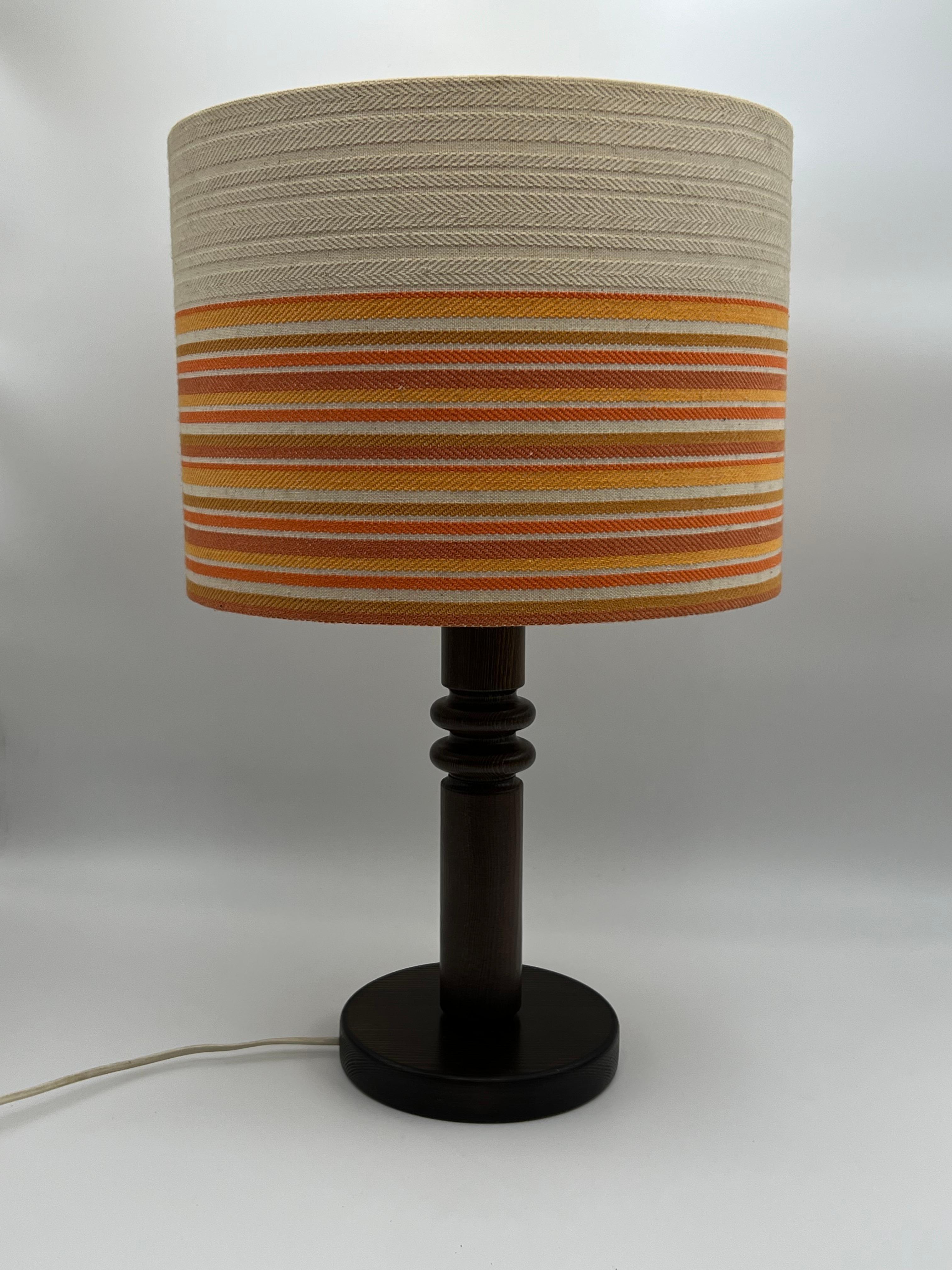 Textile Swedish Design, Nature Pine Table Lamp, 1970s, Uno Kristiansson Style For Sale
