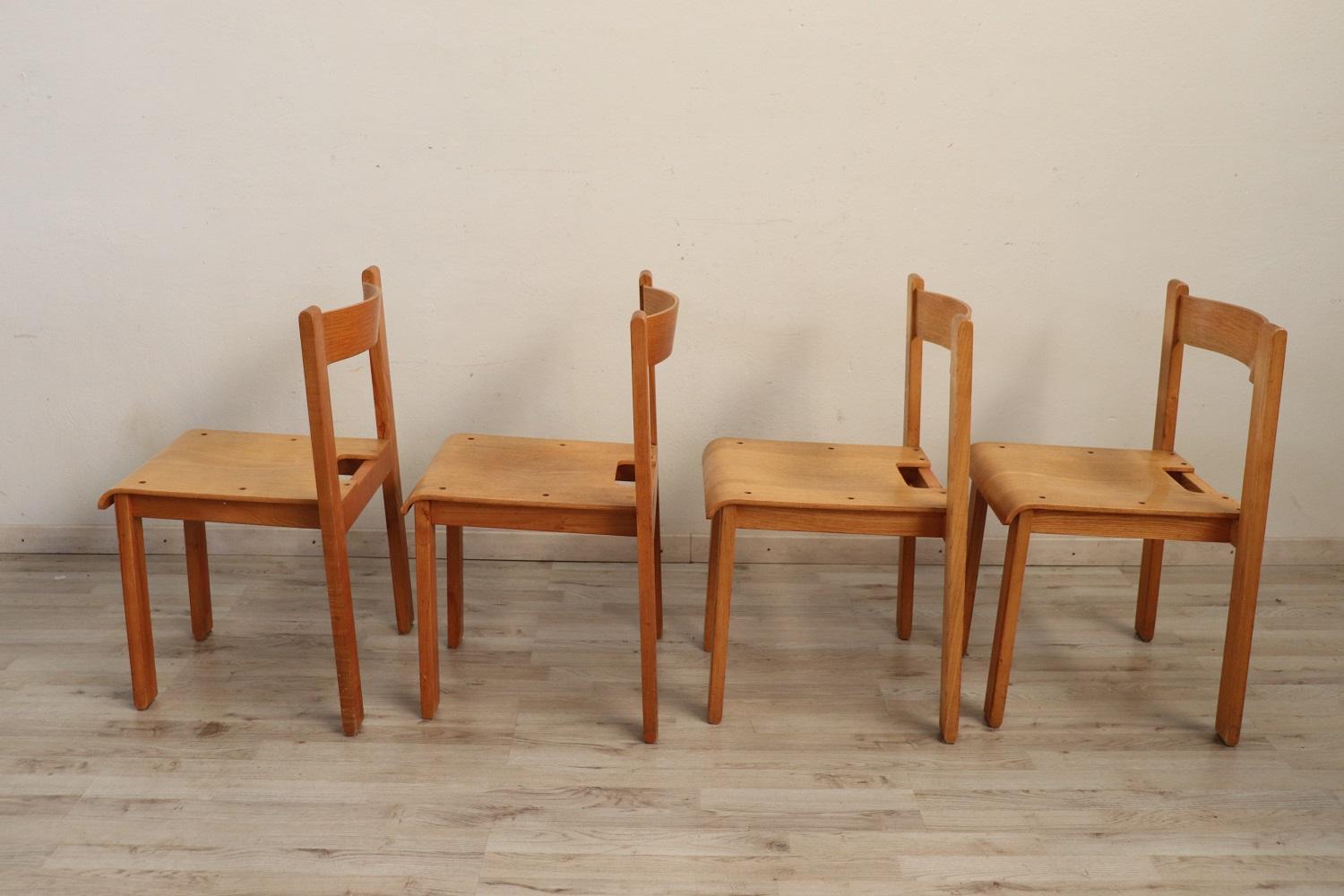 Swedish Design Set of Dining Room Extendable Table with Four Chairs 8