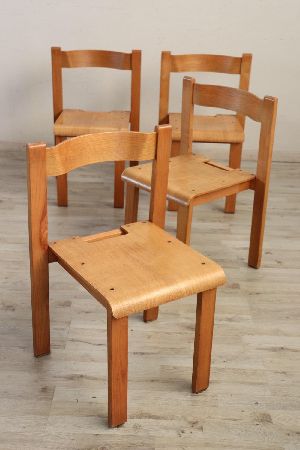 Swedish Design Set of Dining Room Extendable Table with Four Chairs 4