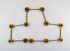 Swedish Design Table Candlestick for 11 Candles in Brass, Jointed, 1950-1960s