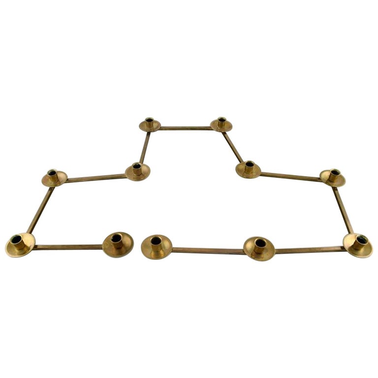 Swedish Design Table Candlestick for 11 Candles in Brass, Jointed, 1950