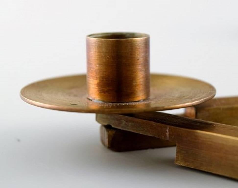 Swedish Design Table Candlestick for Ten Lights in Brass, Jointed, 1950s-1960s In Excellent Condition In Copenhagen, DK