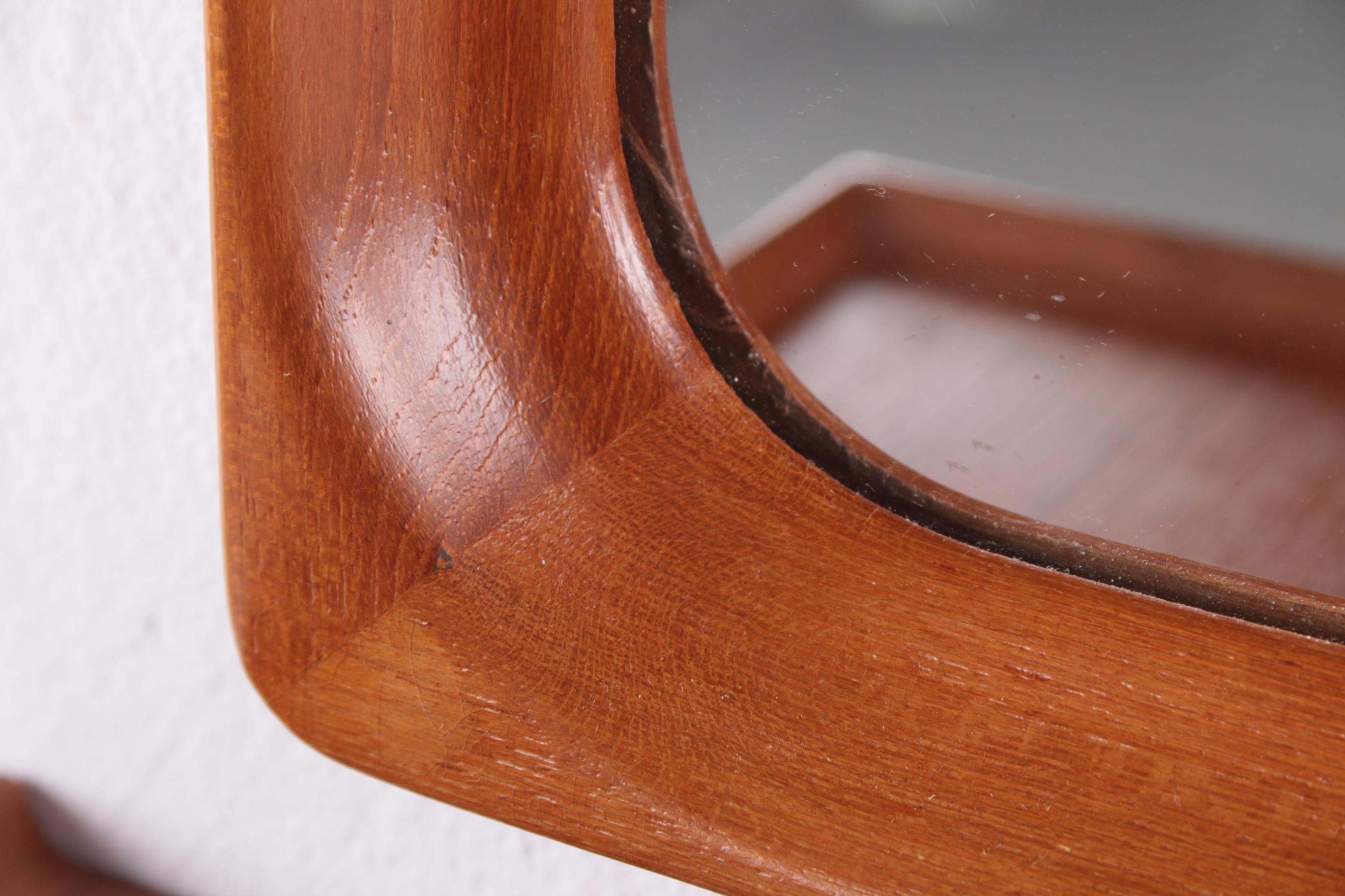 Mid-20th Century Swedish Design Teak Wall Mirror with Matching Shelf Design by Markaryd Sweden