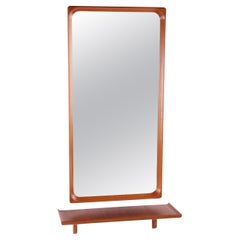 Swedish Design Teak Wall Mirror with Matching Shelf Design by Markaryd Sweden
