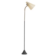 Swedish Designer, Adjustable Floor Lamp, Acrylic, Metal, Brass, Sweden, 1950s