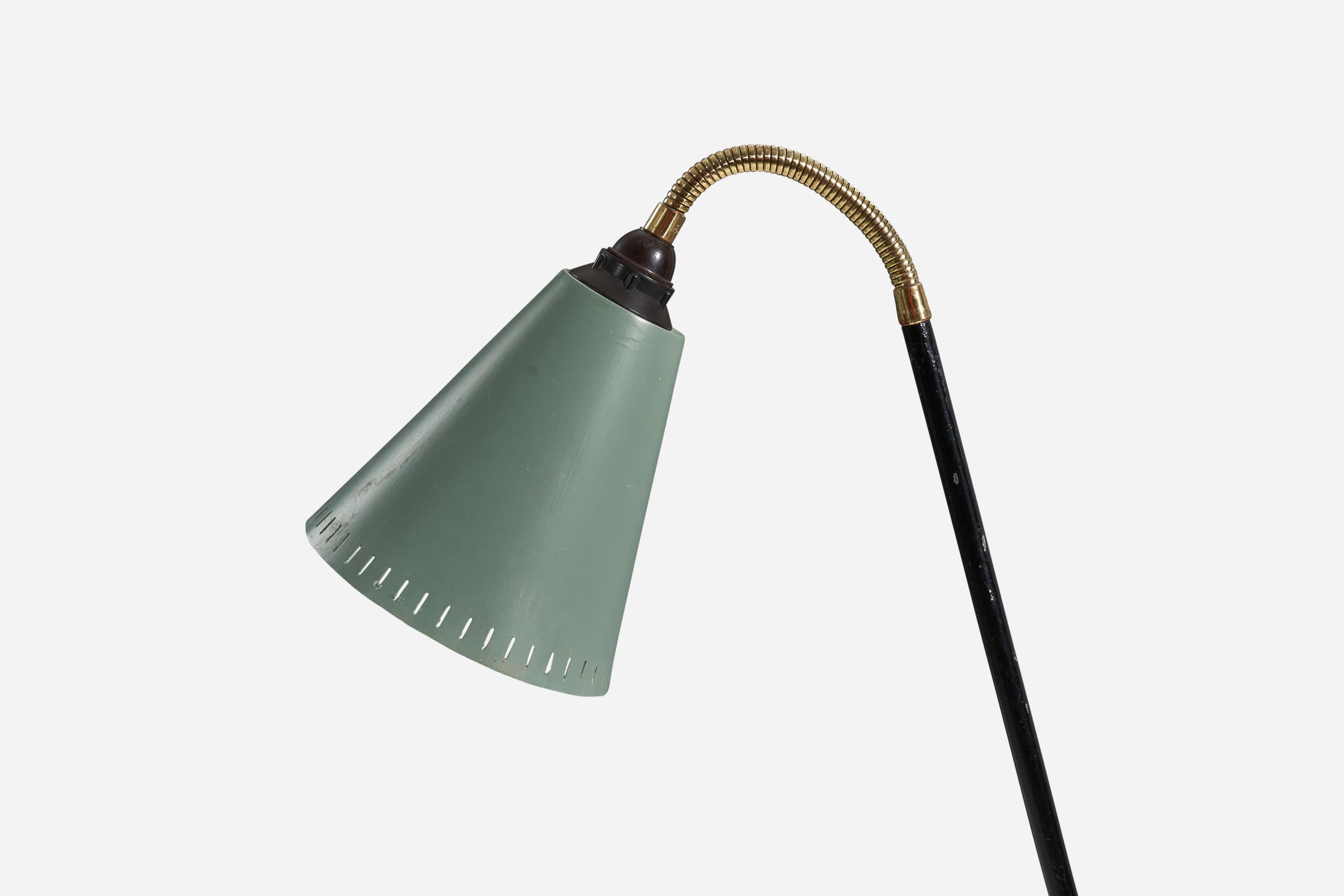 Swedish Designer, Adjustable Floor Lamp, Metal, Sweden, 1950s In Good Condition In High Point, NC