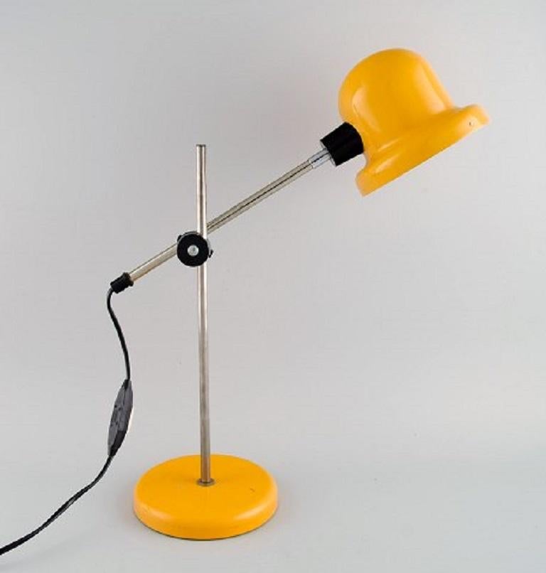 Scandinavian Modern Swedish Designer, Adjustable Retro Desk Lamp in Yellow Lacquered Metal, 1970s For Sale