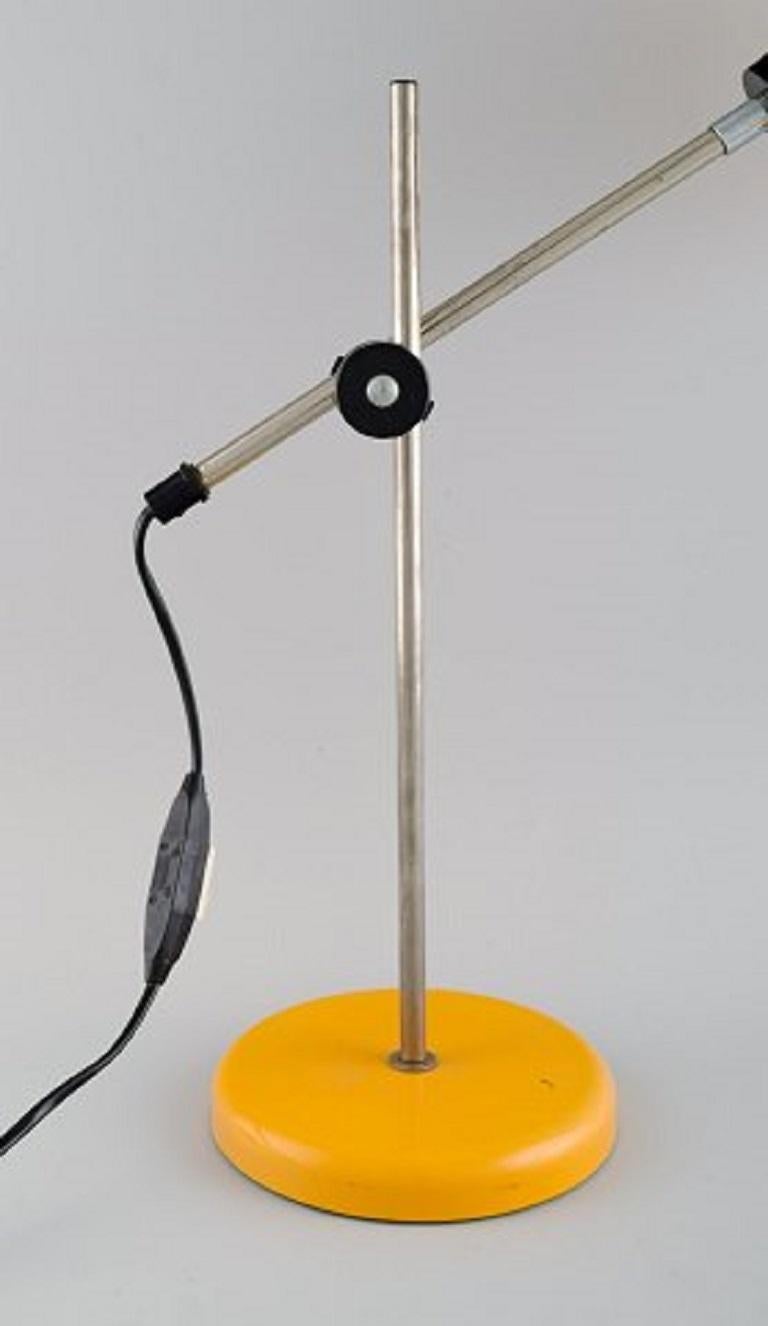 Late 20th Century Swedish Designer, Adjustable Retro Desk Lamp in Yellow Lacquered Metal, 1970s For Sale