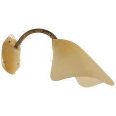 Swedish Designer, Adjustable Sconce, Brass, Acrylic, Sweden, c. 1950s