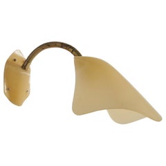 Swedish Designer, Adjustable Sconce, Brass, Acrylic, Sweden, c. 1950s