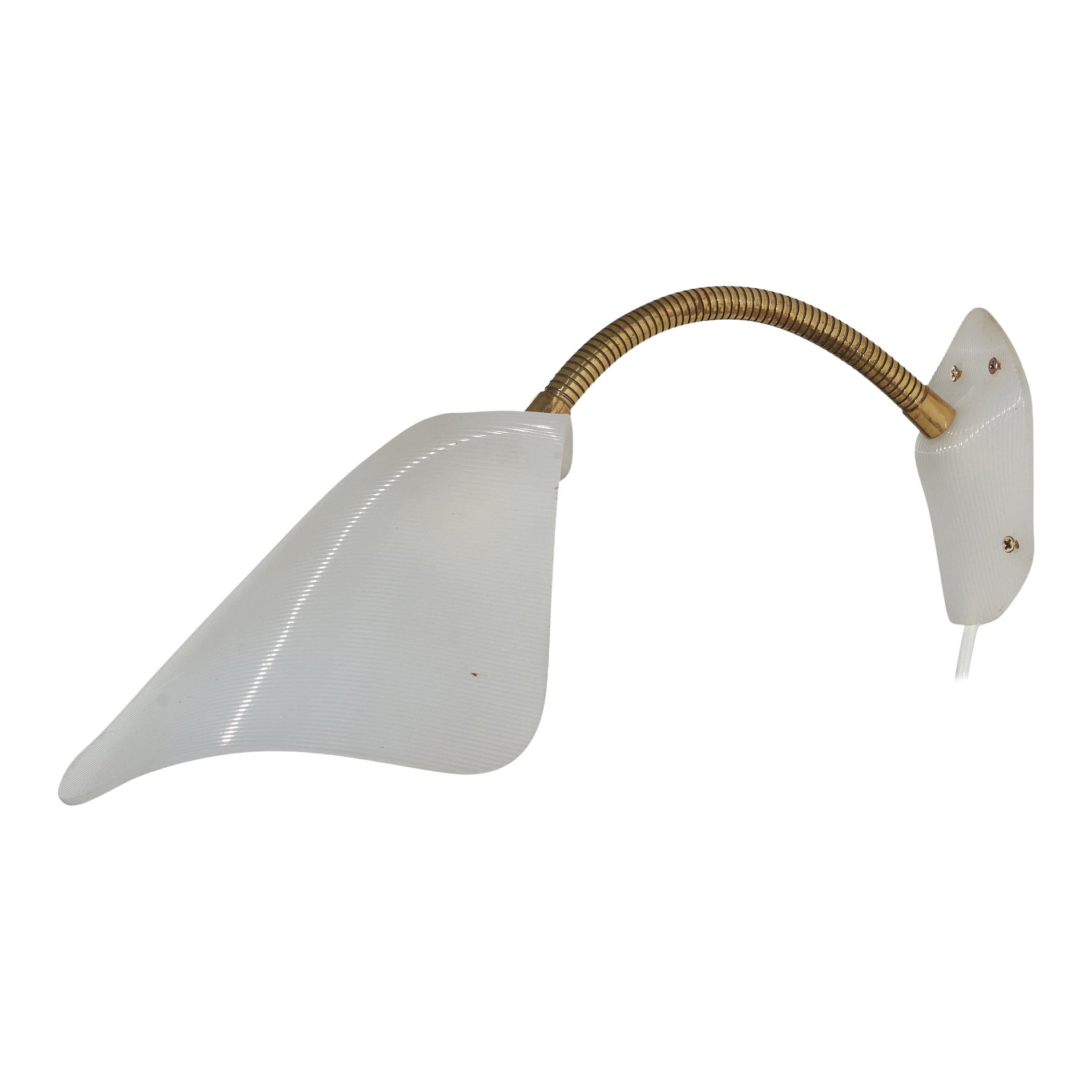 Swedish Designer, Adjustable Sconce, Brass, Acrylic, Sweden, c. 1950s For Sale