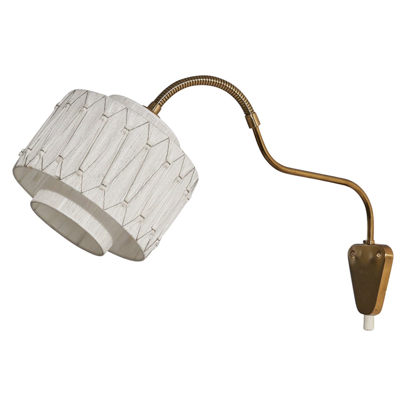 Schwedischer Designer, verstellbarer Wandleuchter, Messing, String, Schweden, ca. 1950er Jahre