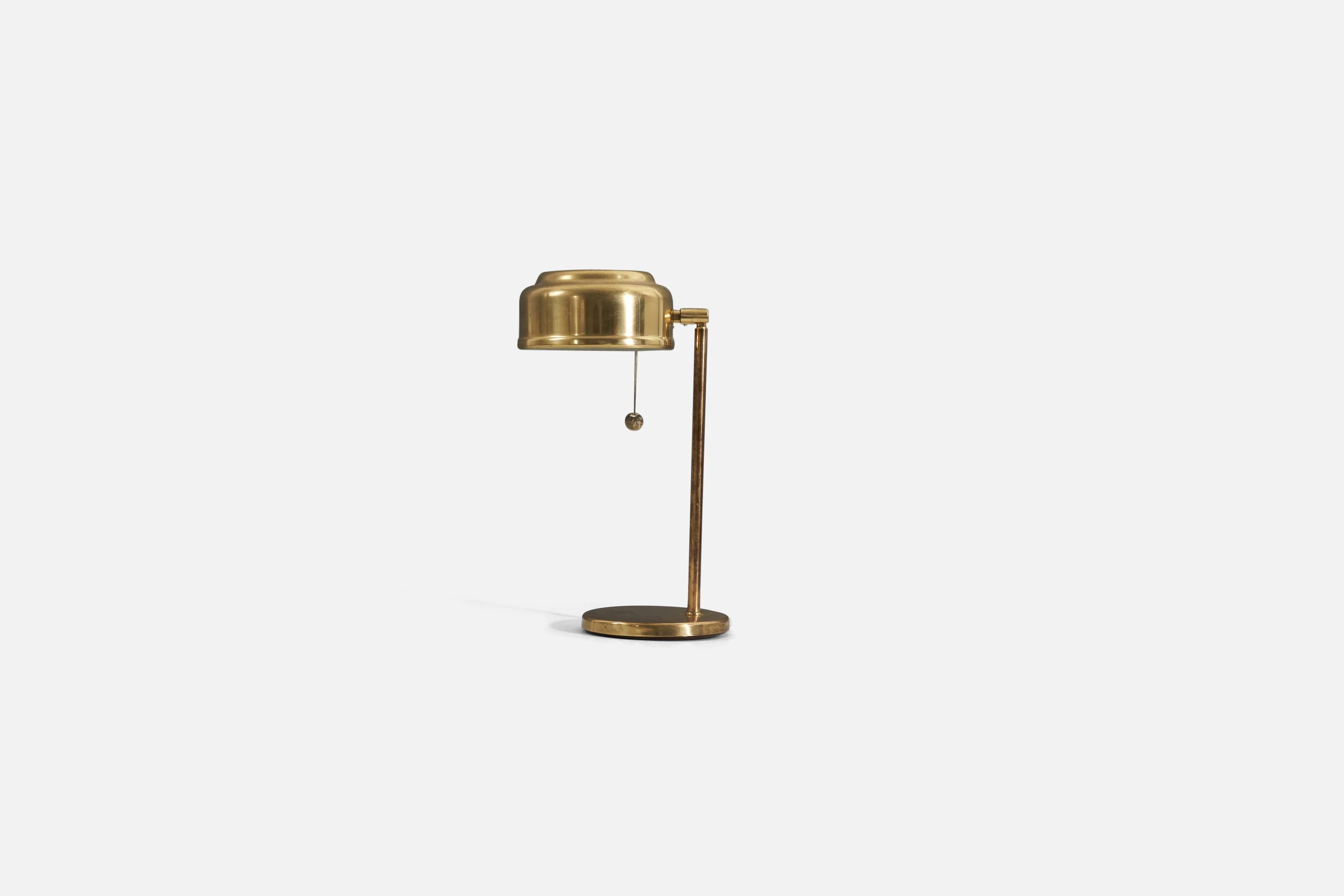 Mid-Century Modern Swedish Designer, Adjustable Table Lamp, Brass, 1960s For Sale