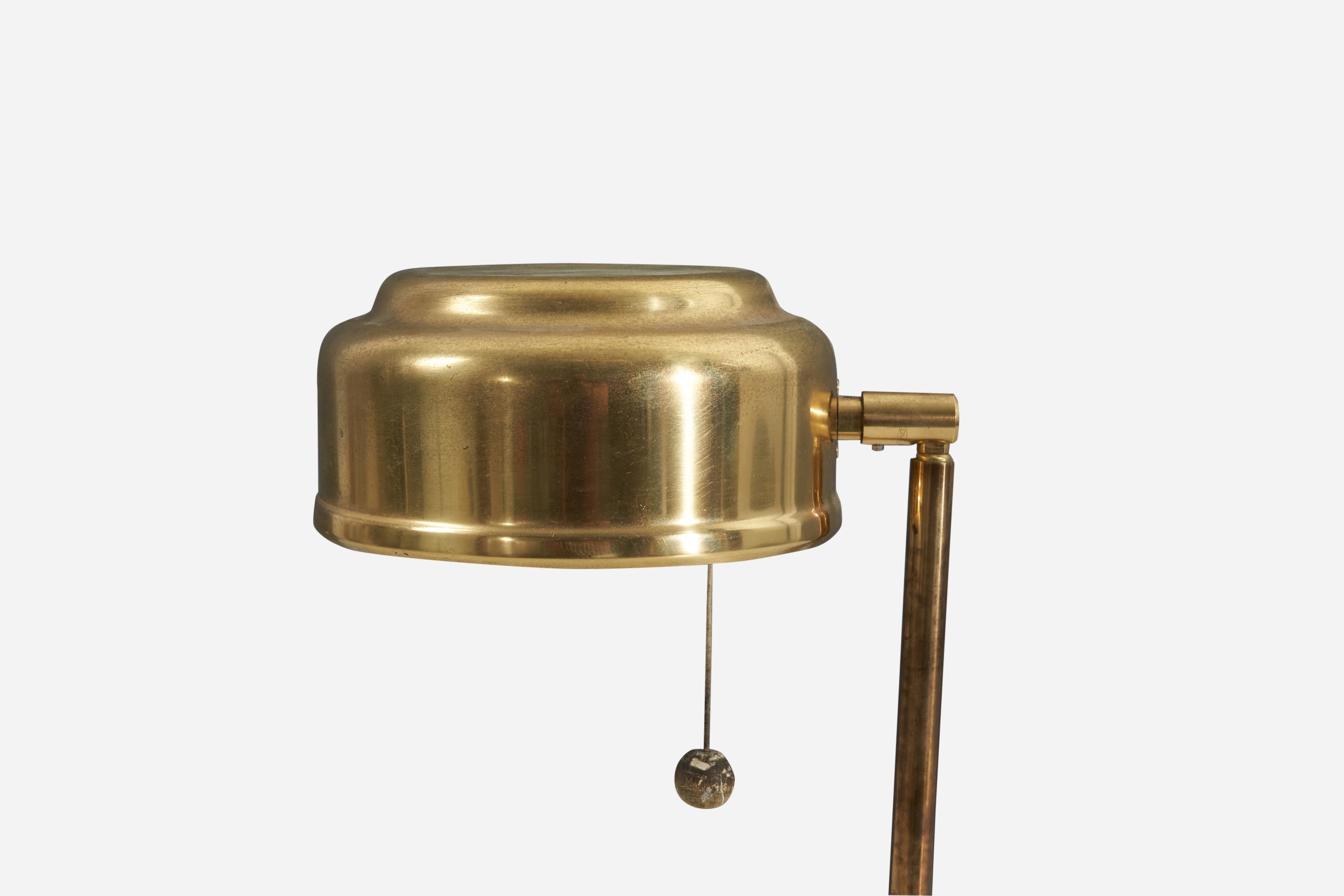 Swedish Designer, Adjustable Table Lamp, Brass, 1960s For Sale 1