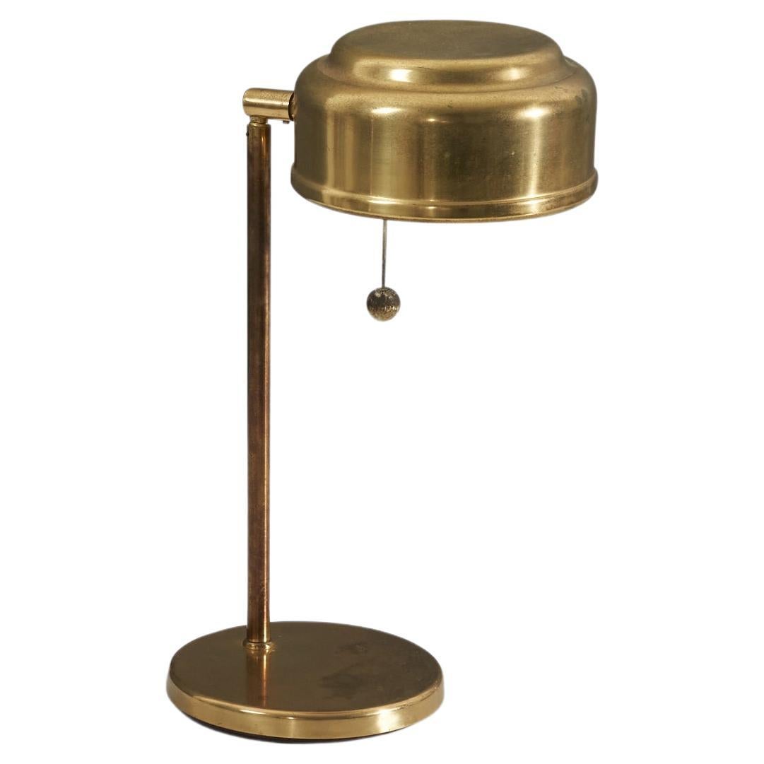 Swedish Designer, Adjustable Table Lamp, Brass, 1960s