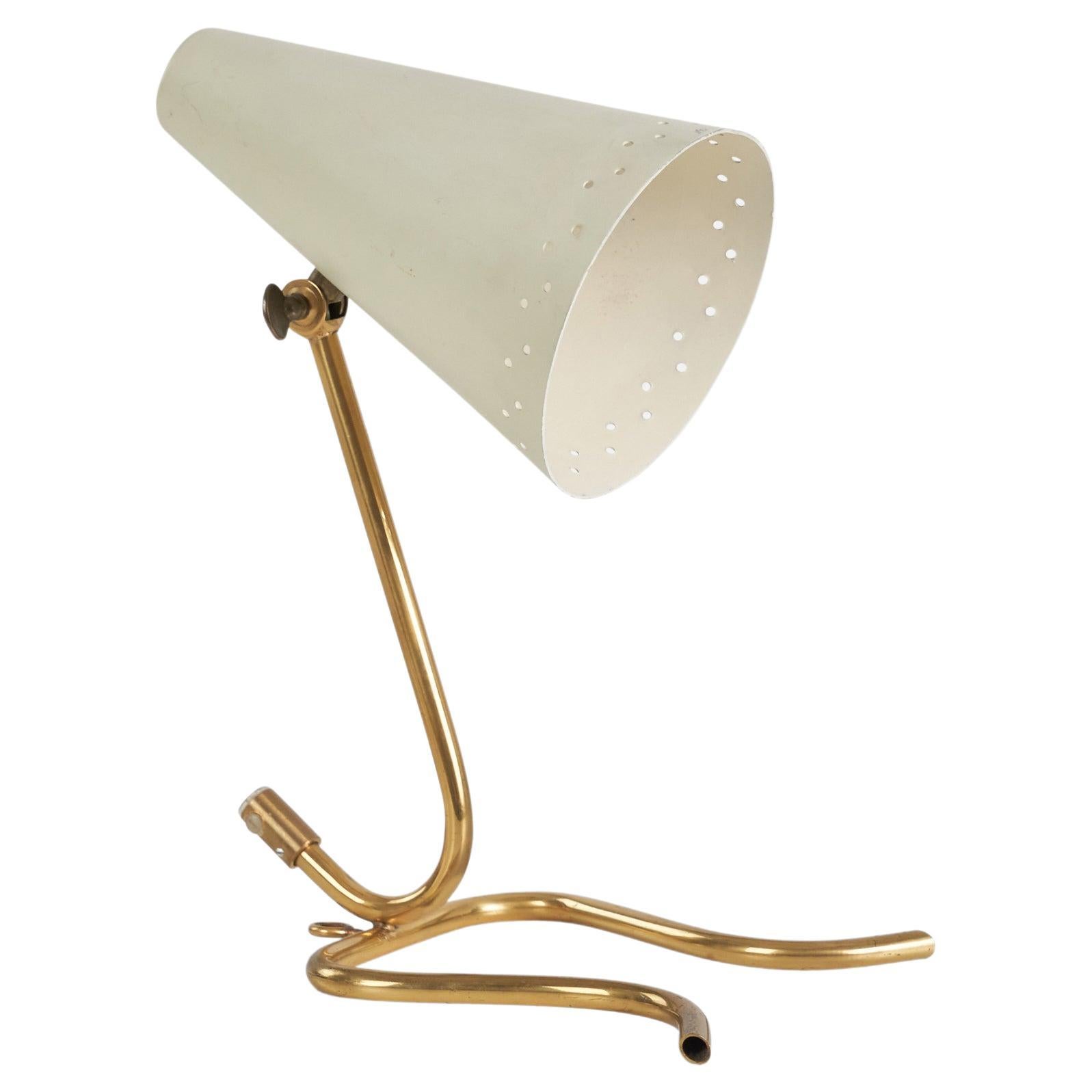 Swedish Designer, Adjustable Table Lamp, Brass, Metal, Sweden, 1950s