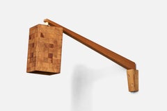 Designer suédois, applique murale réglable en pin, Suède, années 1970