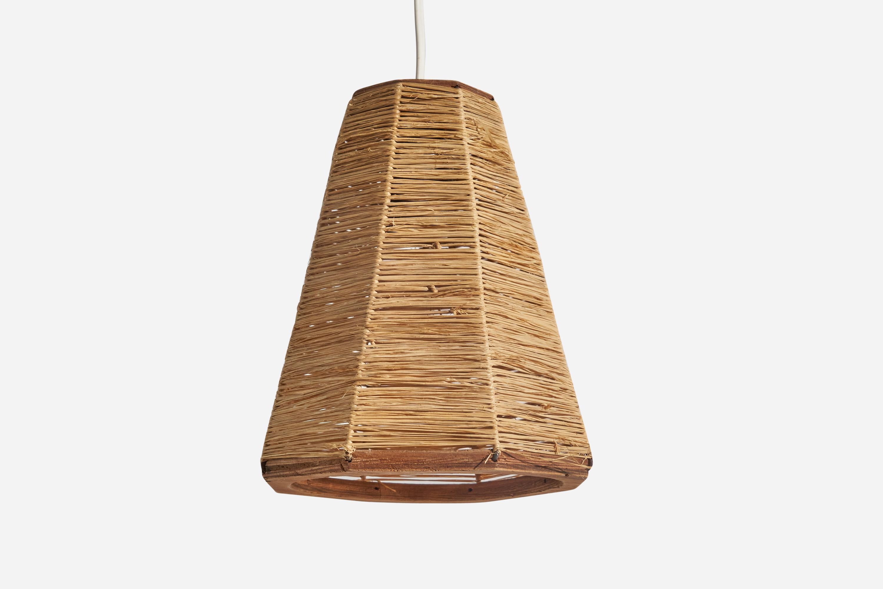 Swedish Designer, Adjustable Wall Light, Teak, Cord, Sweden, C. 1950s In Good Condition For Sale In High Point, NC