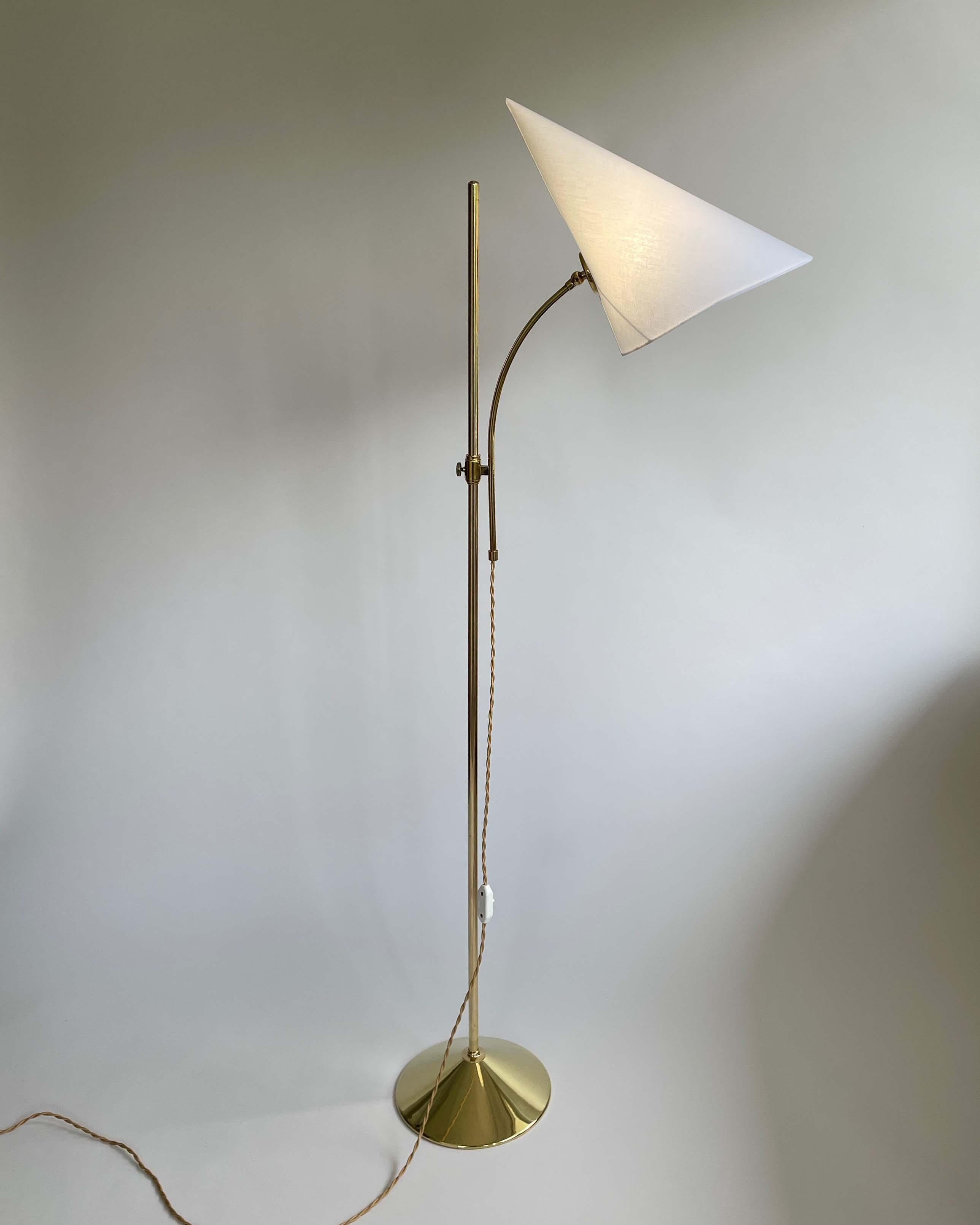 Swedish Designer Adjustable Witches Hat Brass Floor Lamp, 1950s For Sale 8