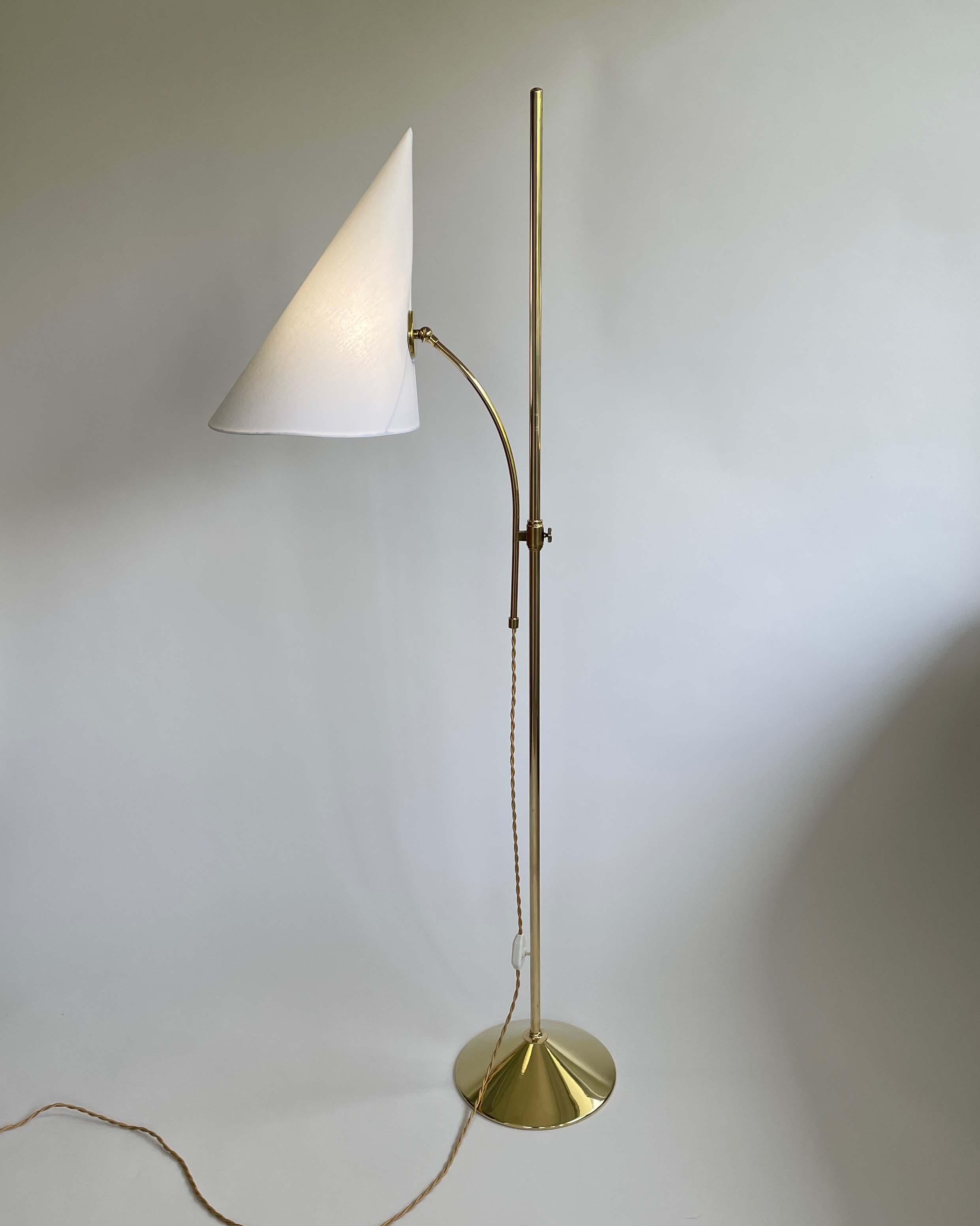 Swedish Designer Adjustable Witches Hat Brass Floor Lamp, 1950s For Sale 9
